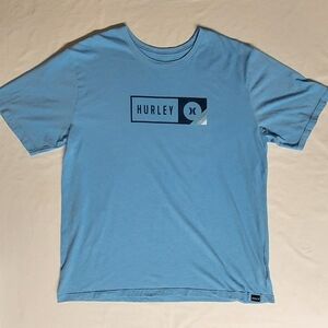 Men's Everyday Washed Hurley Logo Sky Blue Graphic T-Shirt Size: L